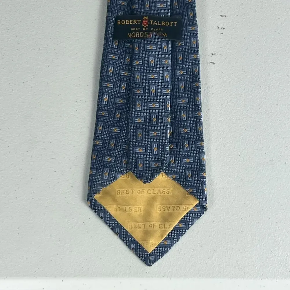 Robert Talbott Best Of Class Men's Neck Tie Woven Silk Blue Yellow Geometric